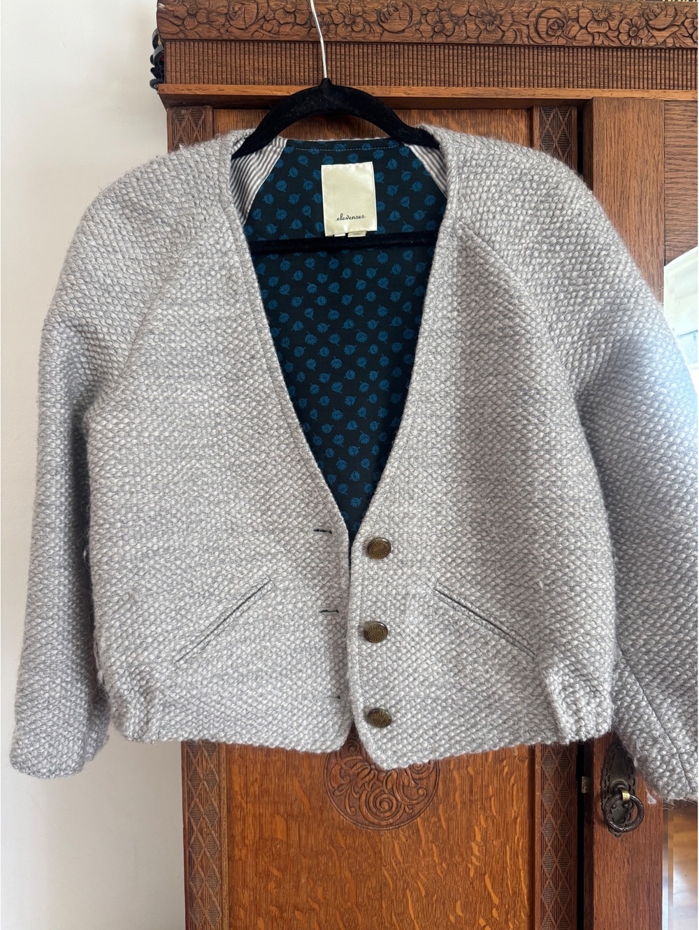 Elevenses Women's Wool Blend Button-Up Cardigan Jacket Size S